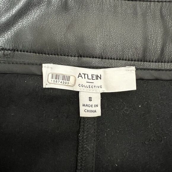 Atlein‎ Collective Black Faux Vegan Leather Pants Straight Leg Women’s Size 8 - Picture 9 of 10